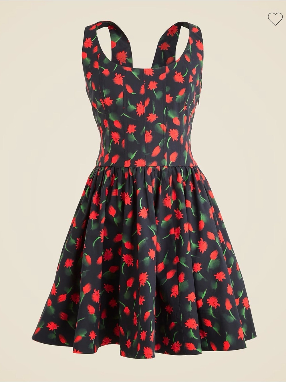 J Crew Black Floral Fit-and-Flare mini Dress